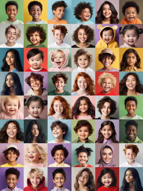 A woman wearing a peach coloured hijab and a lighter pink top, sitting on the sand at the beach in bright daylight. We see her from the back, facing the waves.