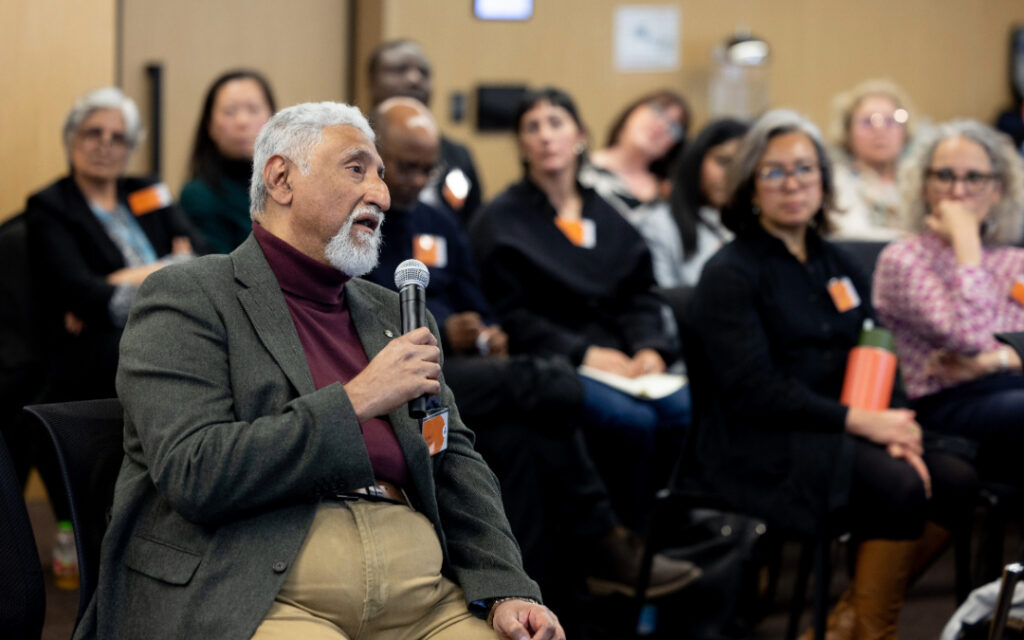 An audience member asking a question after the UNESCO Chair Oration 2024, delivered by Mr Giridharan Sivaraman on Racism.