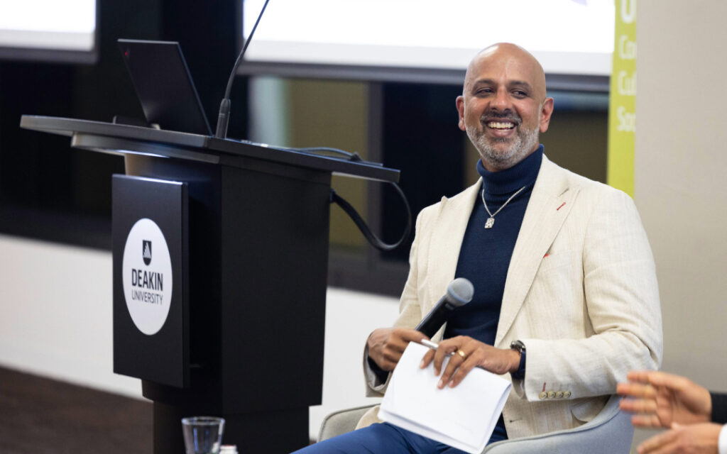 Giridharan smiling candidly at the UNESCO Chair Oration 2024